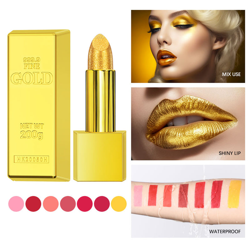 Gold Glitter Matte Lipstick – Shimmer Colour, 7 Shades