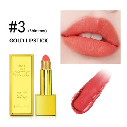Gold Glitter Matte Lipstick – Waterproof Vitamin E Formula, 7 Shades, 3.5g