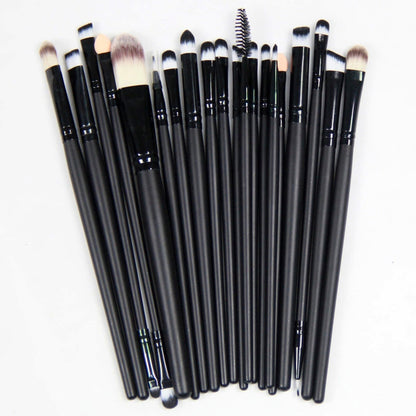 20-Piece Professional Eye Makeup Brush Set – Soft Nylon Bristles, Rose Gold & Black