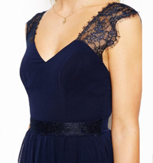 Women’s Navy Lace-Shoulder Mini Dress