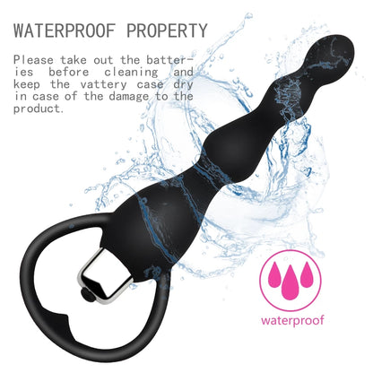 Vibrating Anal Plug with Pull Beads – Body-Safe Silicone | 4 Colours