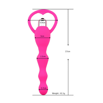 Vibrating Anal Plug with Pull Beads – Body-Safe Silicone | 4 Colours