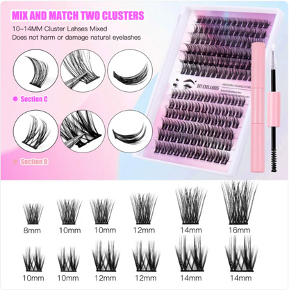 DIY Cluster False Eyelash Set – Natural Look, 110 Clusters, 10–14mm