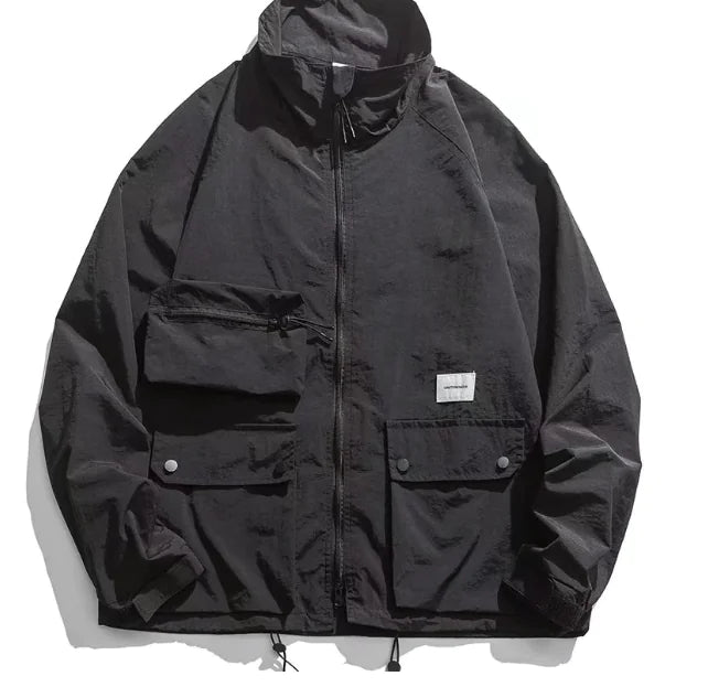 Men's Loose Fit Hunting Jacket — Cotton Lapel Tactical Outdoor Coat | Army Green & Black