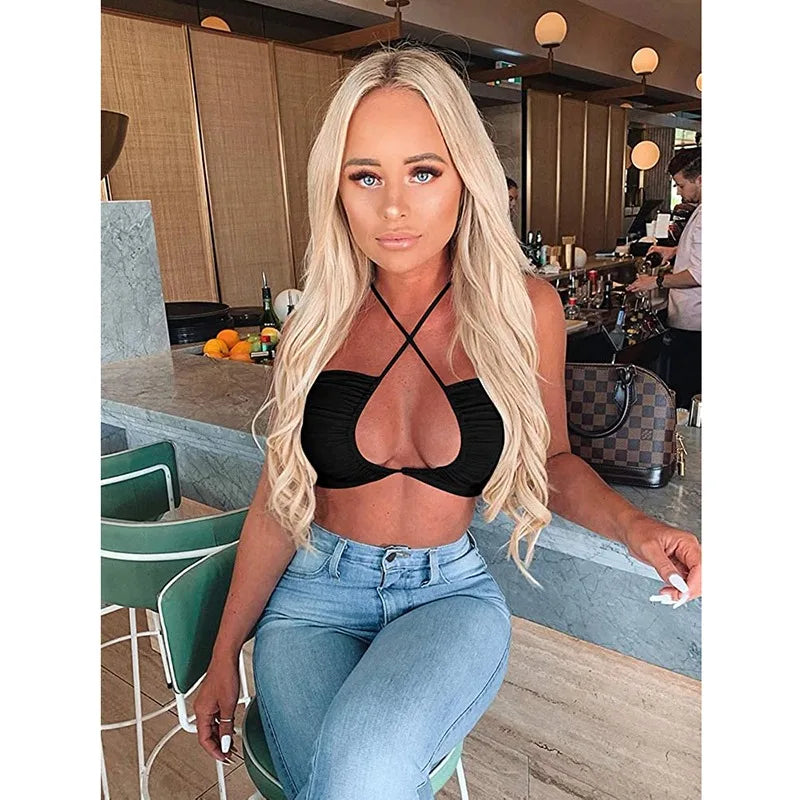 Women’s Cross-Strap Cut-Out Crop Top