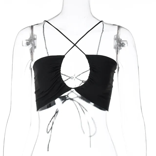 Women’s Cross-Strap Cut-Out Crop Top