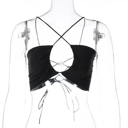 Women’s Cross-Strap Cut-Out Crop Top