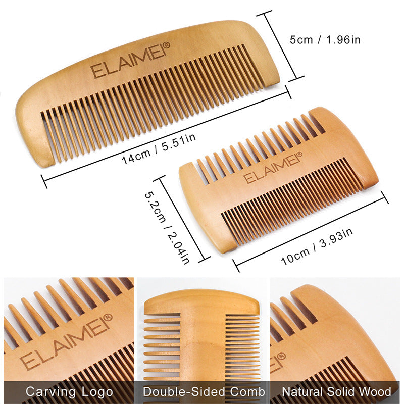 ELAIMEI 6-Piece Beard Care Kit – Comb, Boar Bristle Brush, Oil, Cream & Scissors