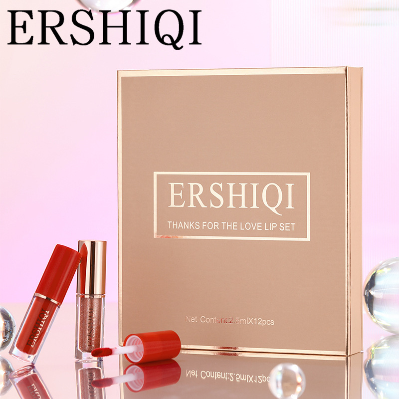12-Piece Luxury Lipstick Gift Set – Velvet Matte & Glossy Shades, Kiss-Proof Formula