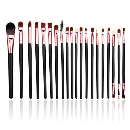20-Piece Professional Eye Makeup Brush Set – Soft Nylon Bristles, Rose Gold & Black