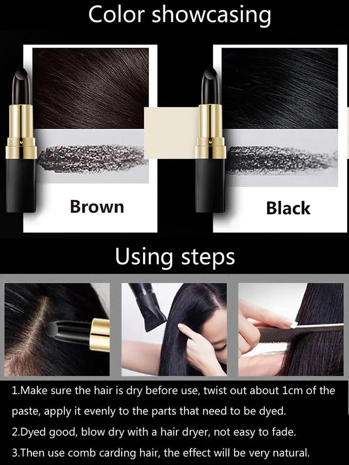 Hair Dye Stick — Instant Grey Coverage & Root Touch-Up | Plant-Based Formula | Brown & Black