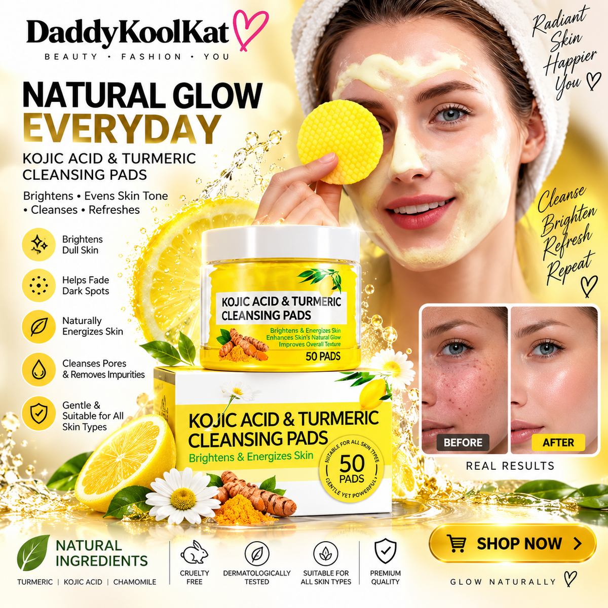 Turmeric & Kojic Acid Cleansing Cloth – Reusable Skincare Cloth