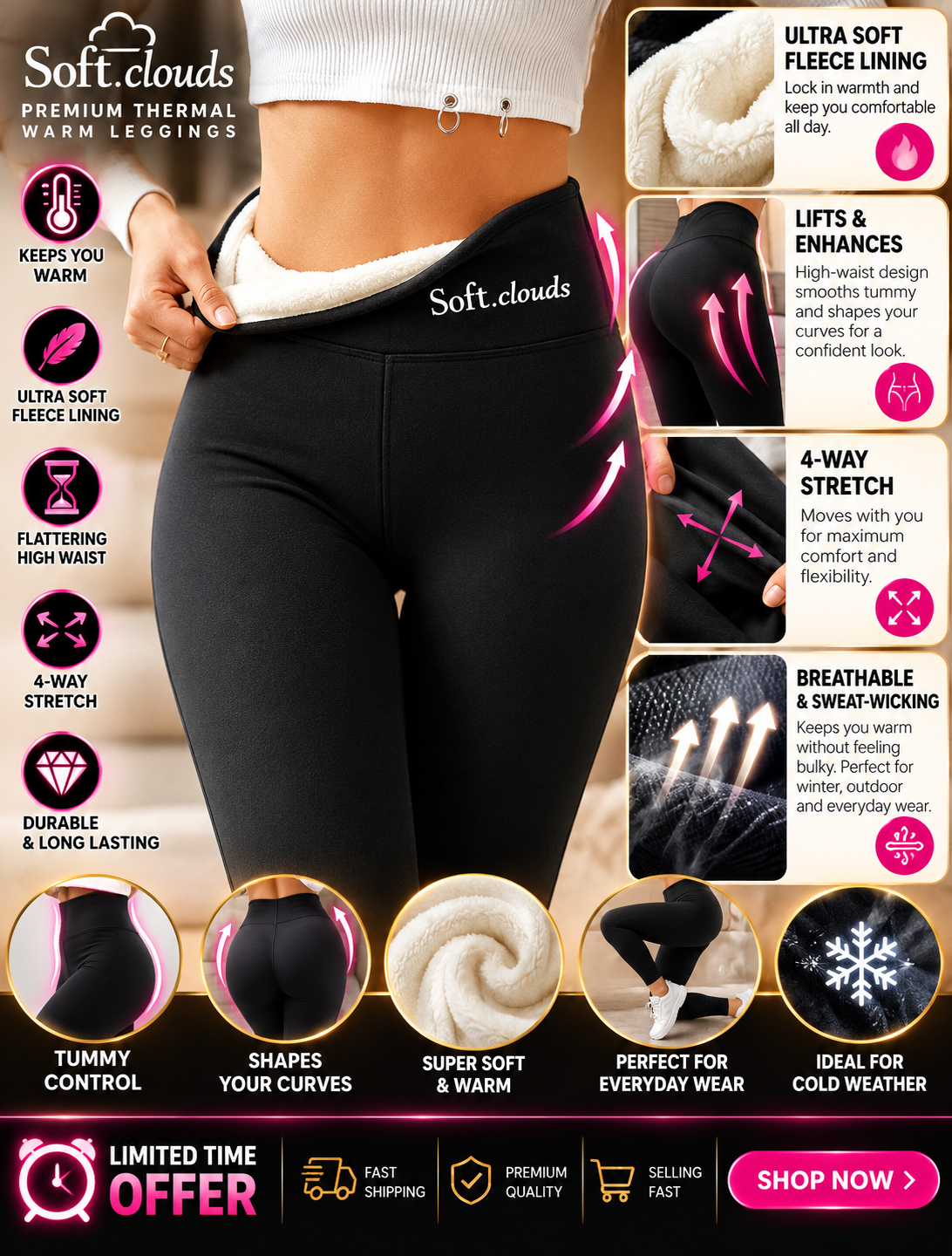 Women’s Fleece-Lined High-Waist Leggings – Warm Winter Stretch Pants