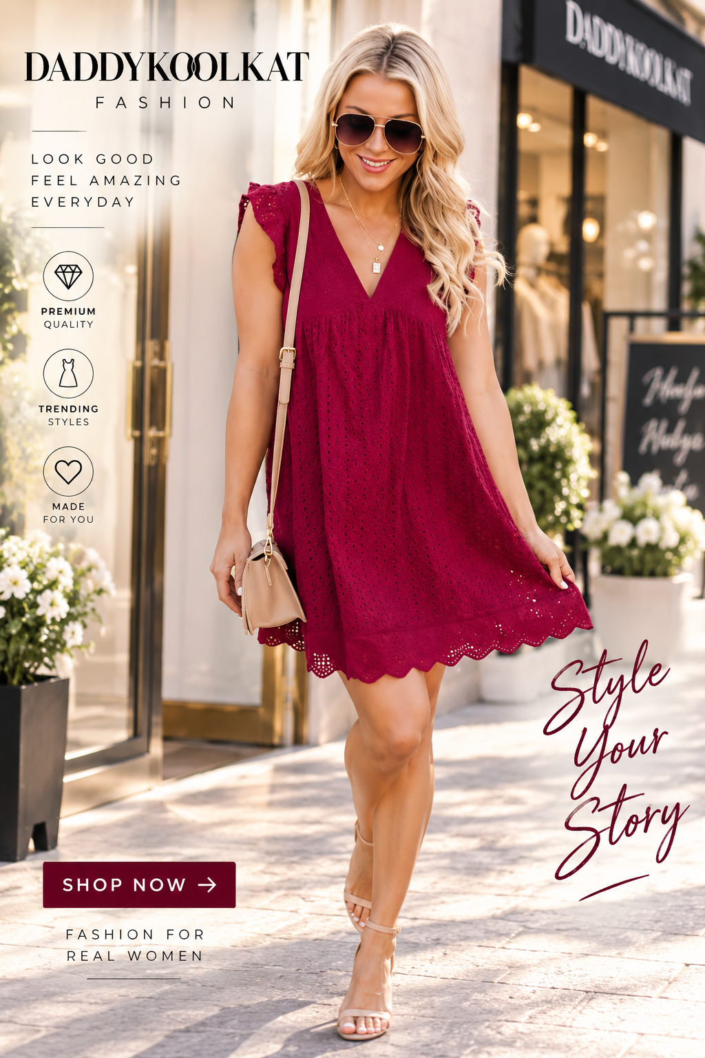 Women’s A-Line Dress with Pockets – V-Neck Sleeveless Style