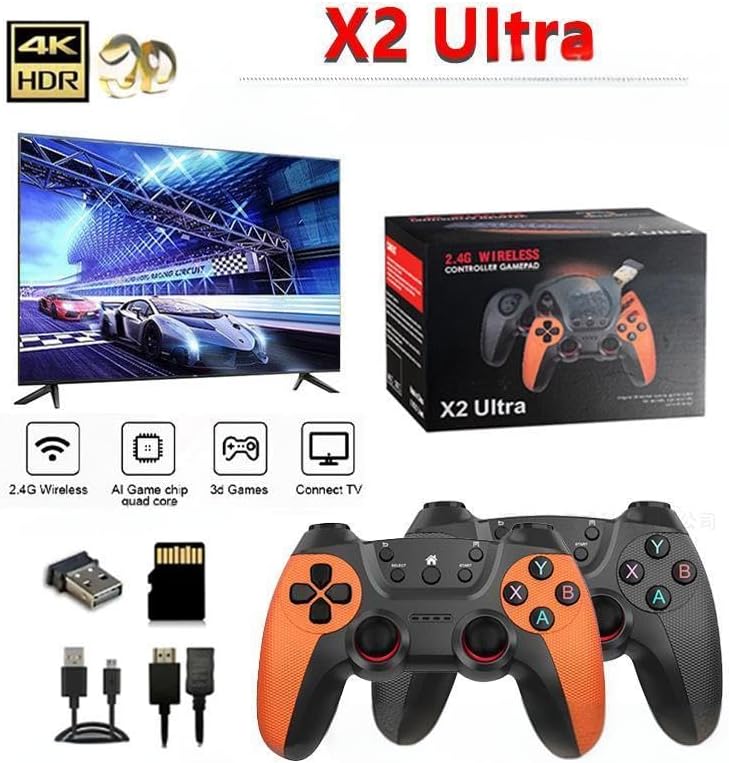X2 Ultra Retro Game Stick 4K – 40,000+ Games, 128G Memory, Wireless Controller