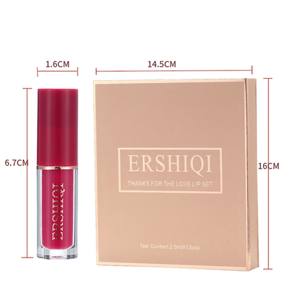 12-Piece Luxury Lipstick Gift Set – Velvet Matte & Glossy Shades, Kiss-Proof Formula