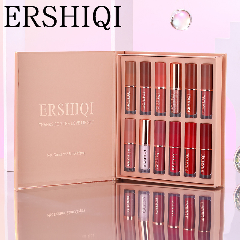 12-Piece Luxury Lipstick Gift Set – Velvet Matte & Glossy Shades, Kiss-Proof Formula