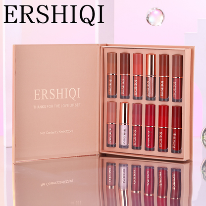 12-Piece Luxury Lipstick Gift Set – Velvet Matte & Glossy Shades, Kiss-Proof Formula