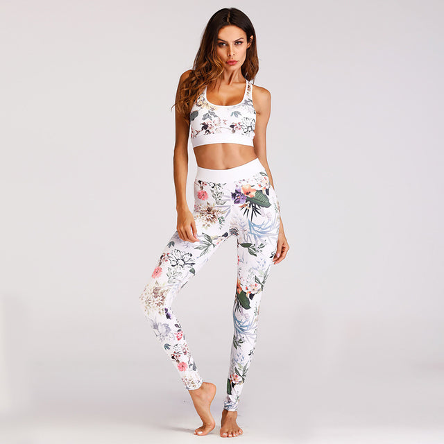 Women's Floral Yoga Set – Sports Bra & Leggings