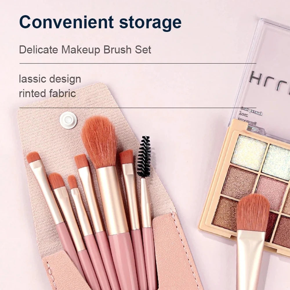 8-Piece Professional Makeup Brush Set – Soft Fluffy Brushes, 5 Colours