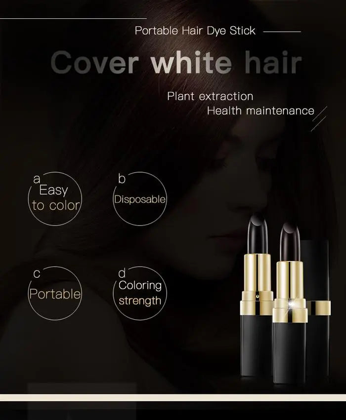 Hair Dye Stick — Instant Grey Coverage & Root Touch-Up | Plant-Based Formula | Brown & Black