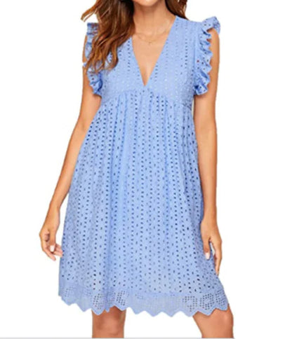 Women's A-Line Dress with Pockets — V-Neck Lace Sleeveless High Waist | 11 Colours XS–3XL